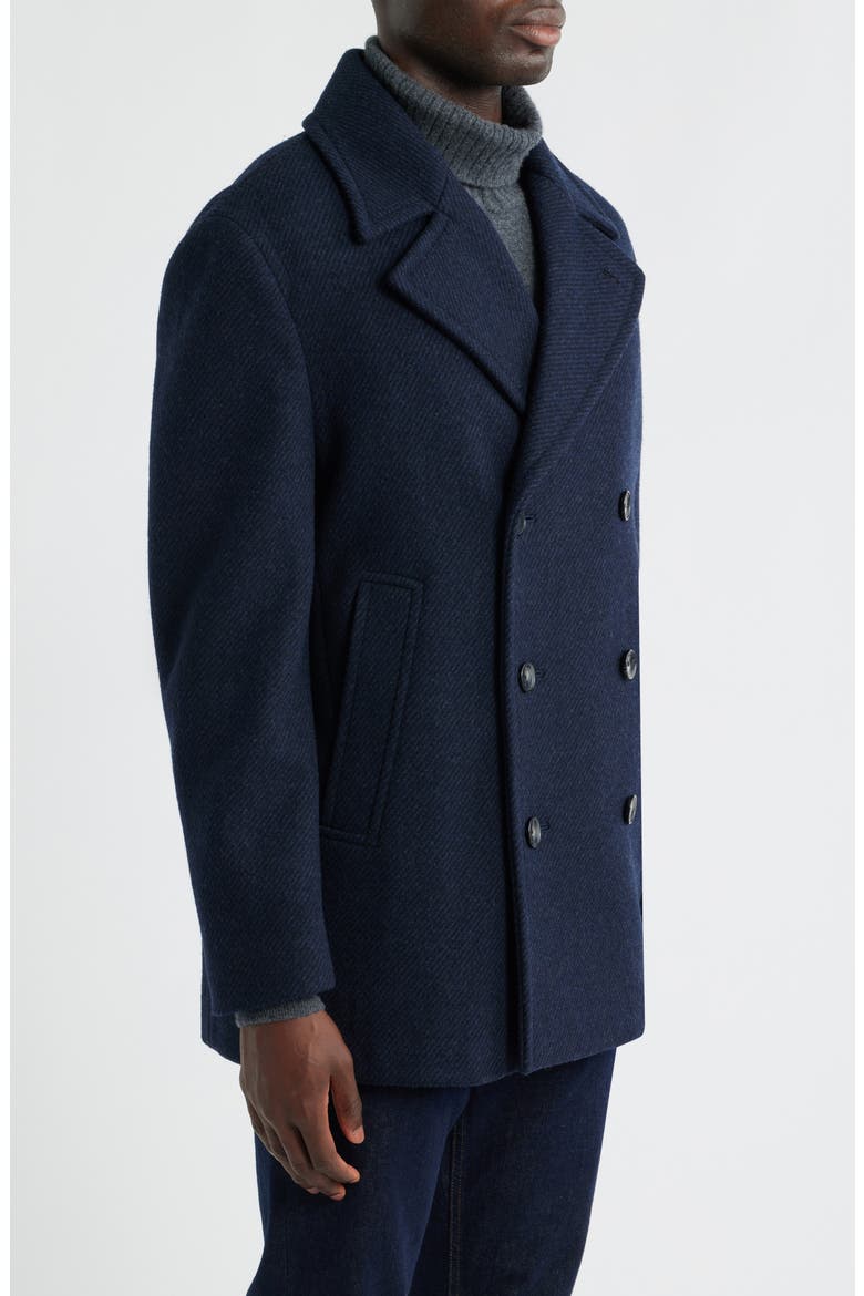 Everett Wool Blend Twill Peacoat, Alternate, color, NAVY TWILL