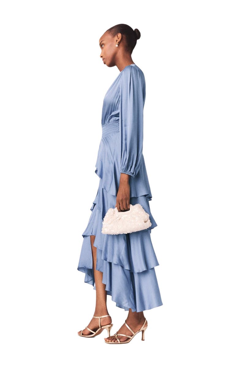 maje Ruffled maxi dress, Alternate, color, Blue / Grey