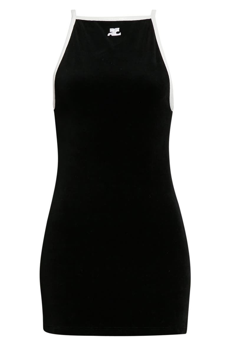 Cotton Blend Velvet Minidress, Alternate, color, BLACK