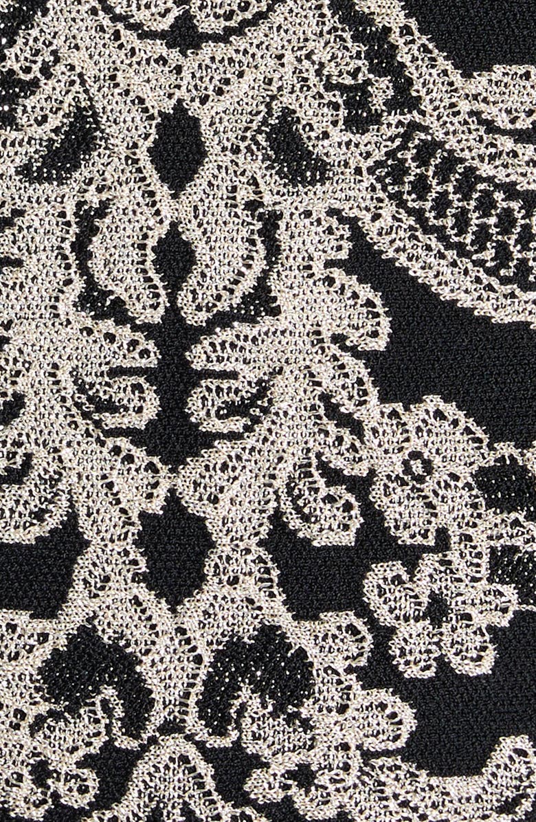 McQueen Ribcage Jacquard Peplum Top, Alternate, color, Black