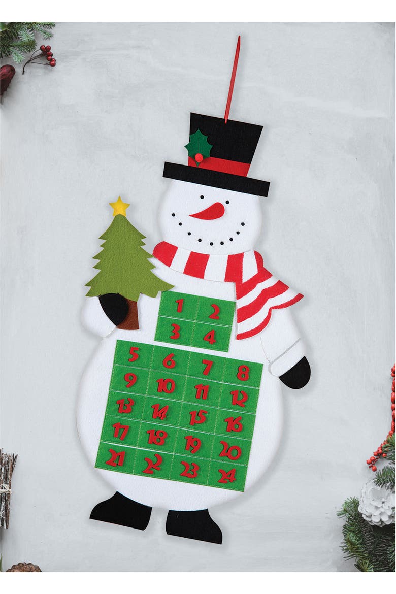 Snowman with Tree Christmas Countdown Calendar, Alternate, color, White