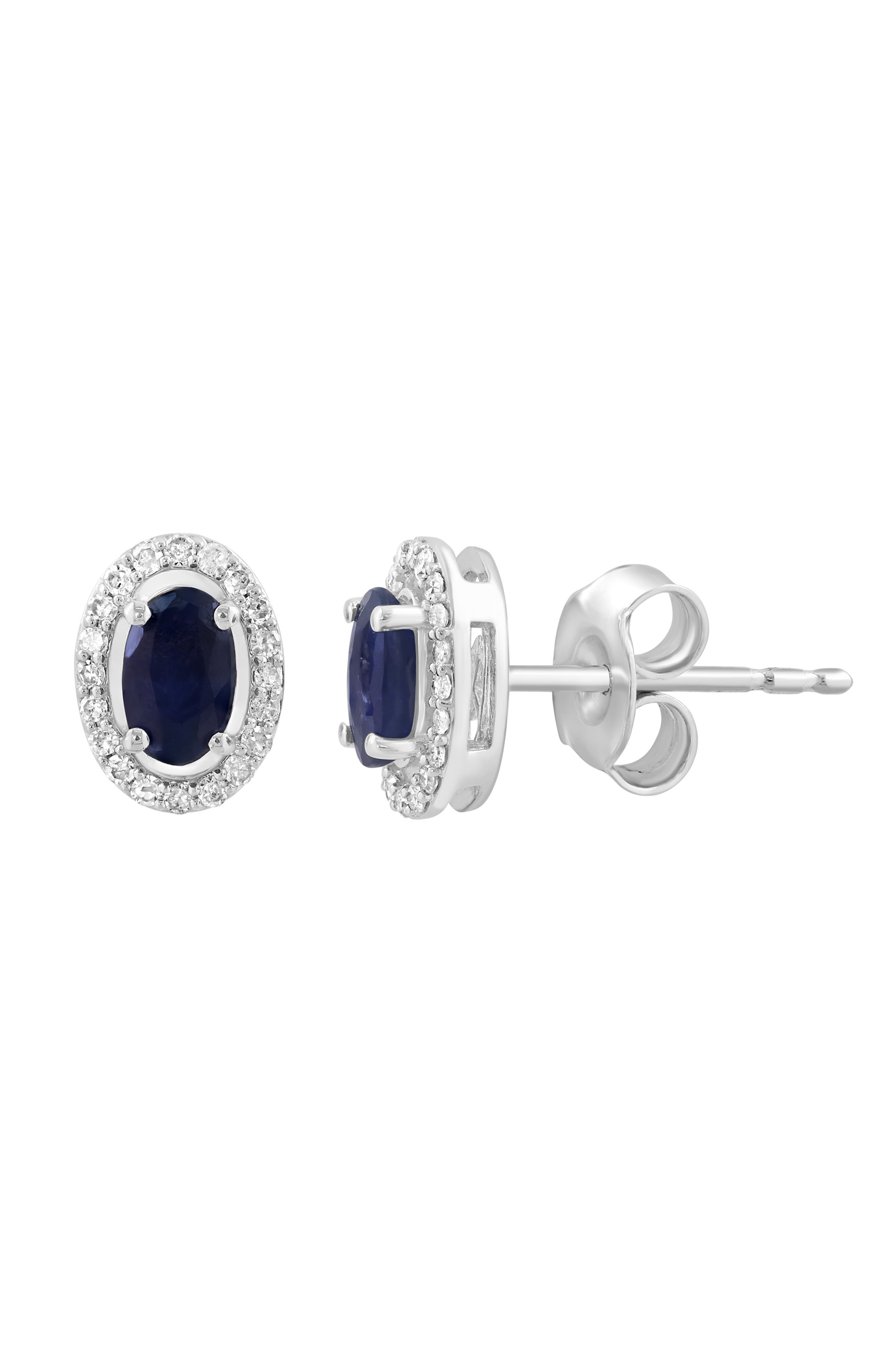 EFFY Sterling Silver Sapphire & Diamond Stud Earrings