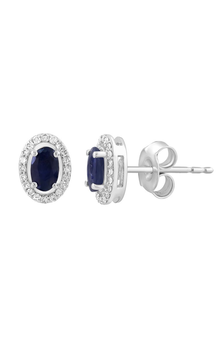 EFFY Sterling Silver Sapphire & Diamond Stud Earrings, Main, color, Blue