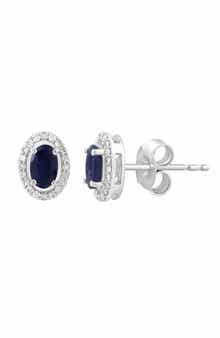 EFFY Sterling Silver Sapphire & Diamond Stud Earrings