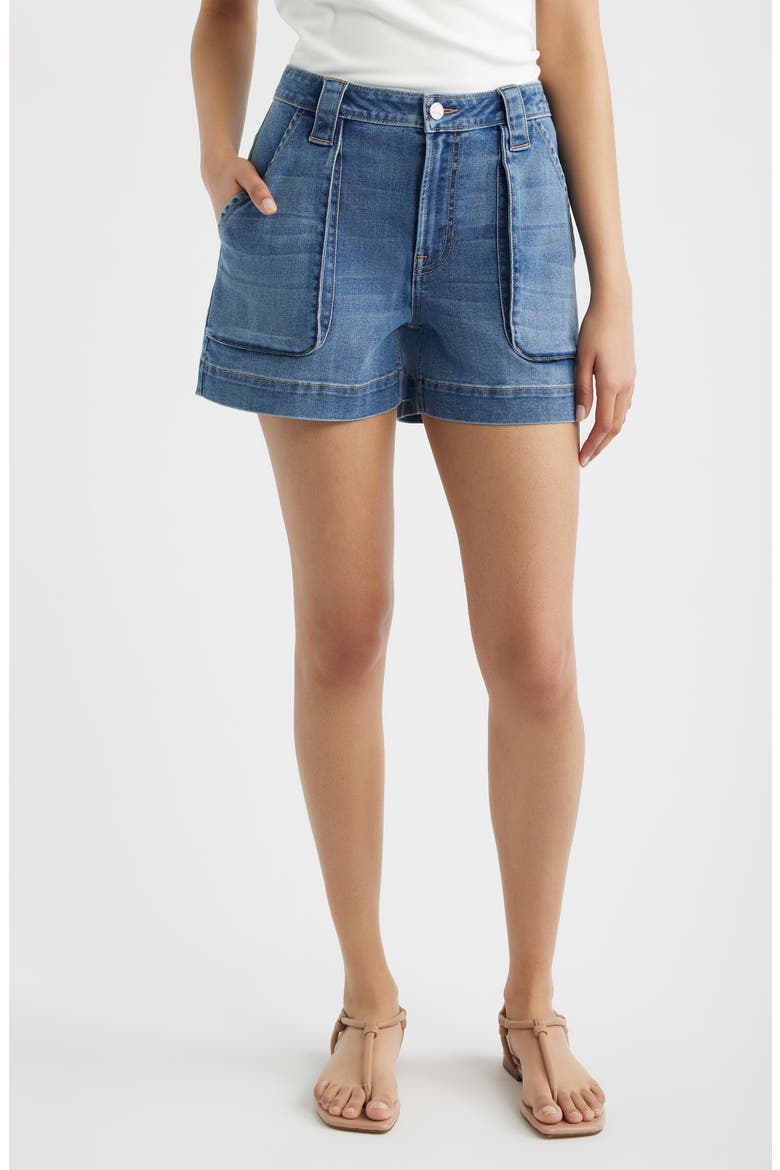 Utility Denim Shorts, Main, color, MEDIUM INDIGO