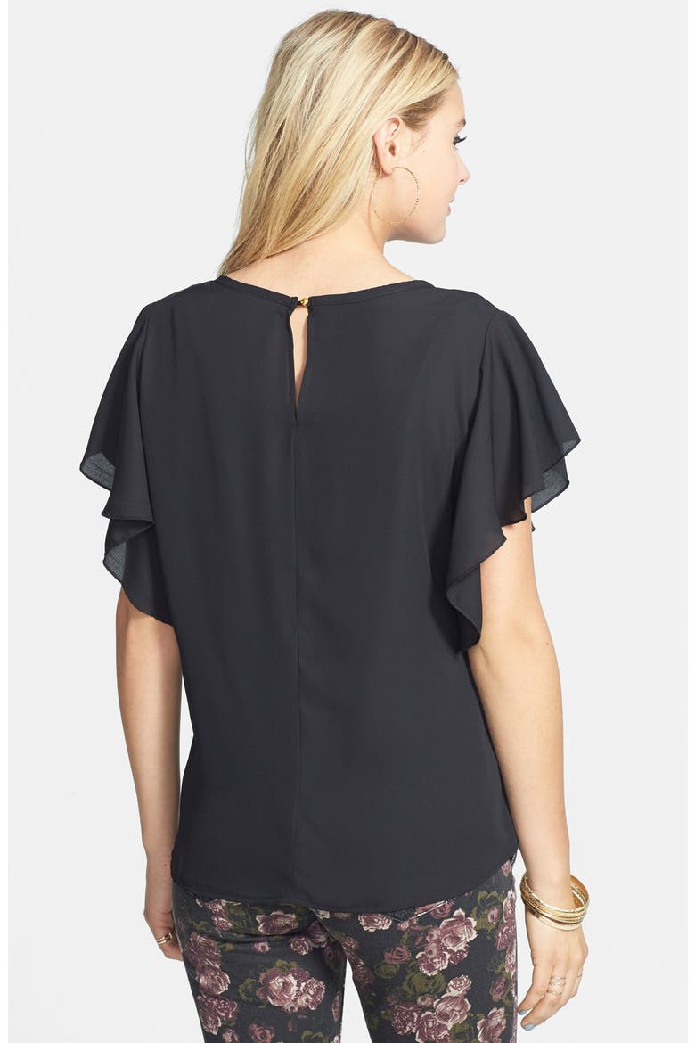 Side Ruffle Tee, Alternate, color, BLACK
