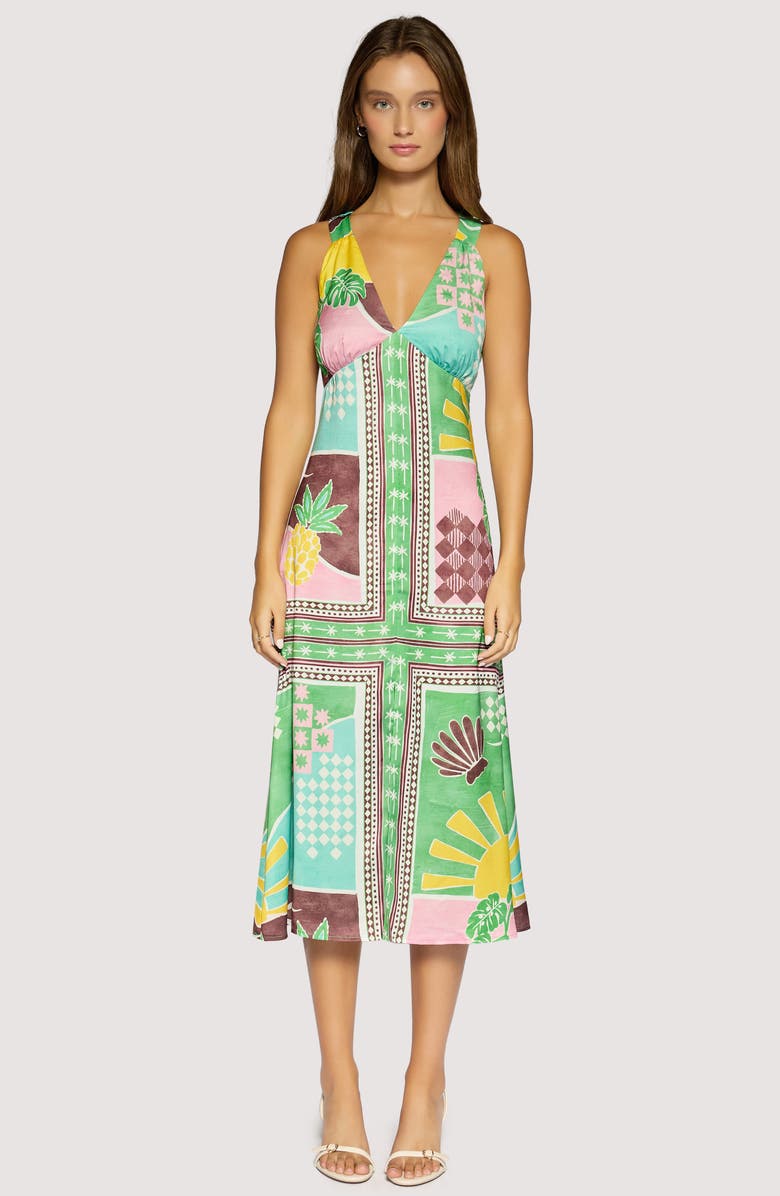 Lost + Wander Isla Spell Scarf Print Dress, Alternate, color, Green-Multi