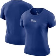 Nike Women's Nike Blue New York Knicks Courtside Modest Cropped Tri-Blend T-Shirt