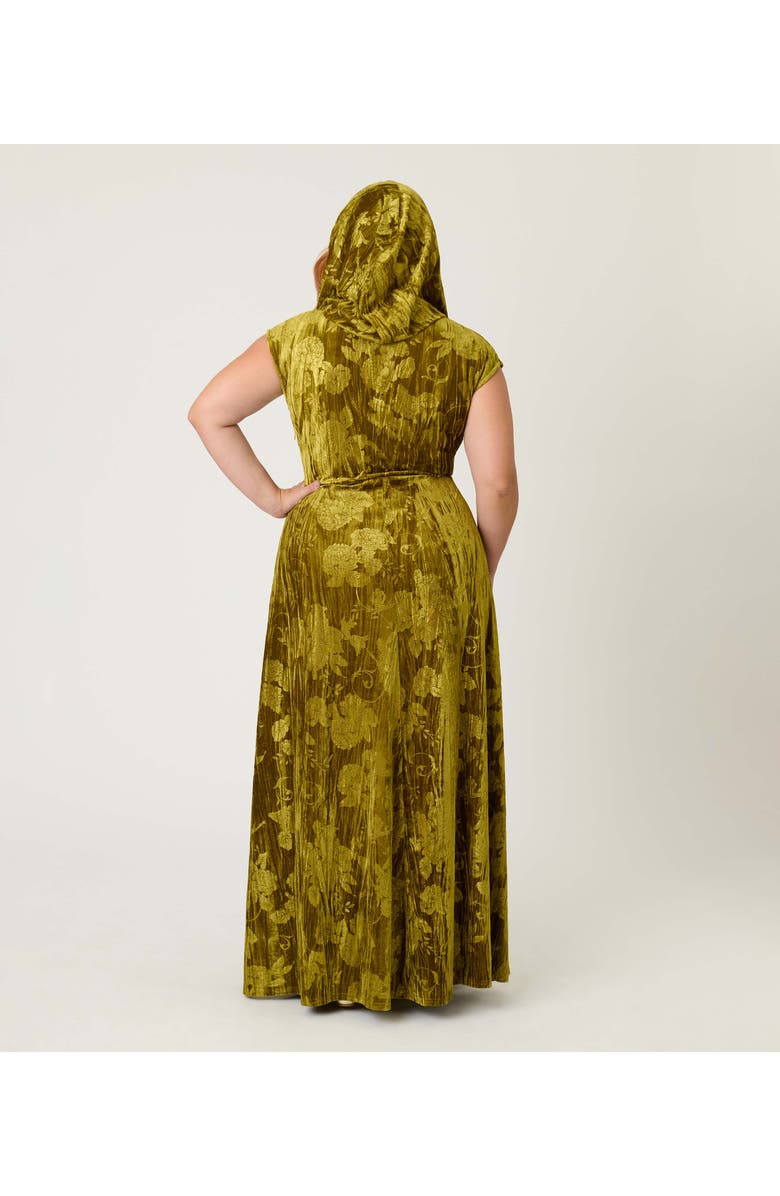 Unique Vintage Plus Size Hooded Maxi Dress, Alternate, color, Chartreuse