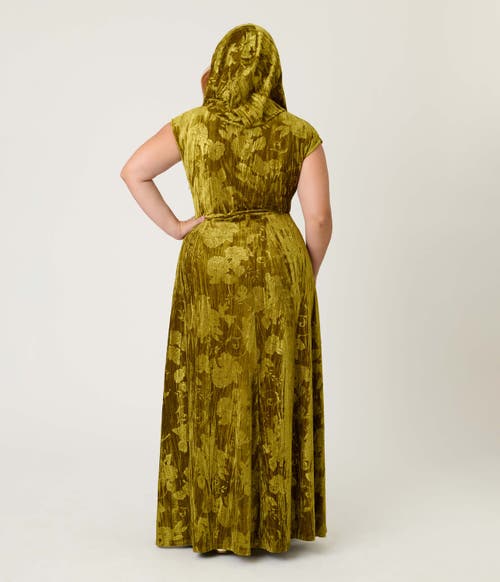 Unique Vintage Plus Size Hooded Maxi Dress In Green