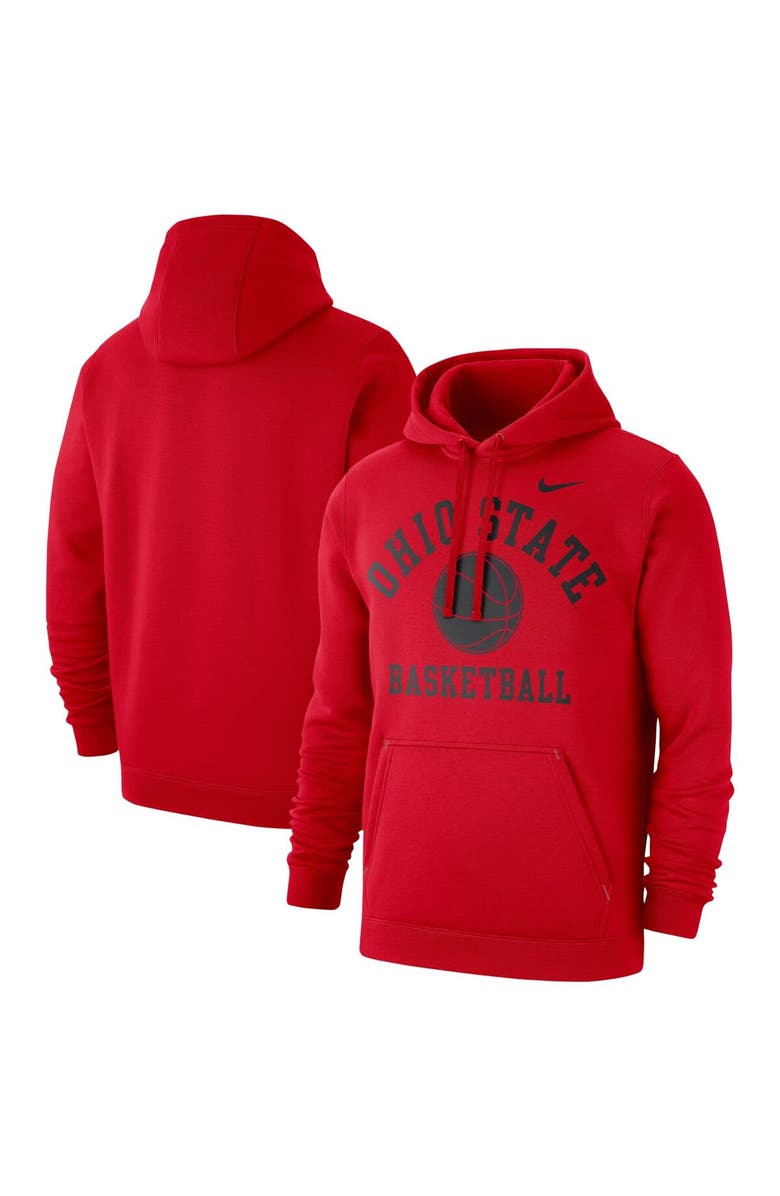 Nike Men's Nike Scarlet Ohio State Buckeyes Basketball Club Fleece Pullover Hoodie, Main, color, 