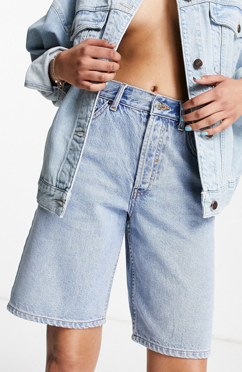 Topshop Women's Editor Denim Bermuda Shorts, Alternate, color,