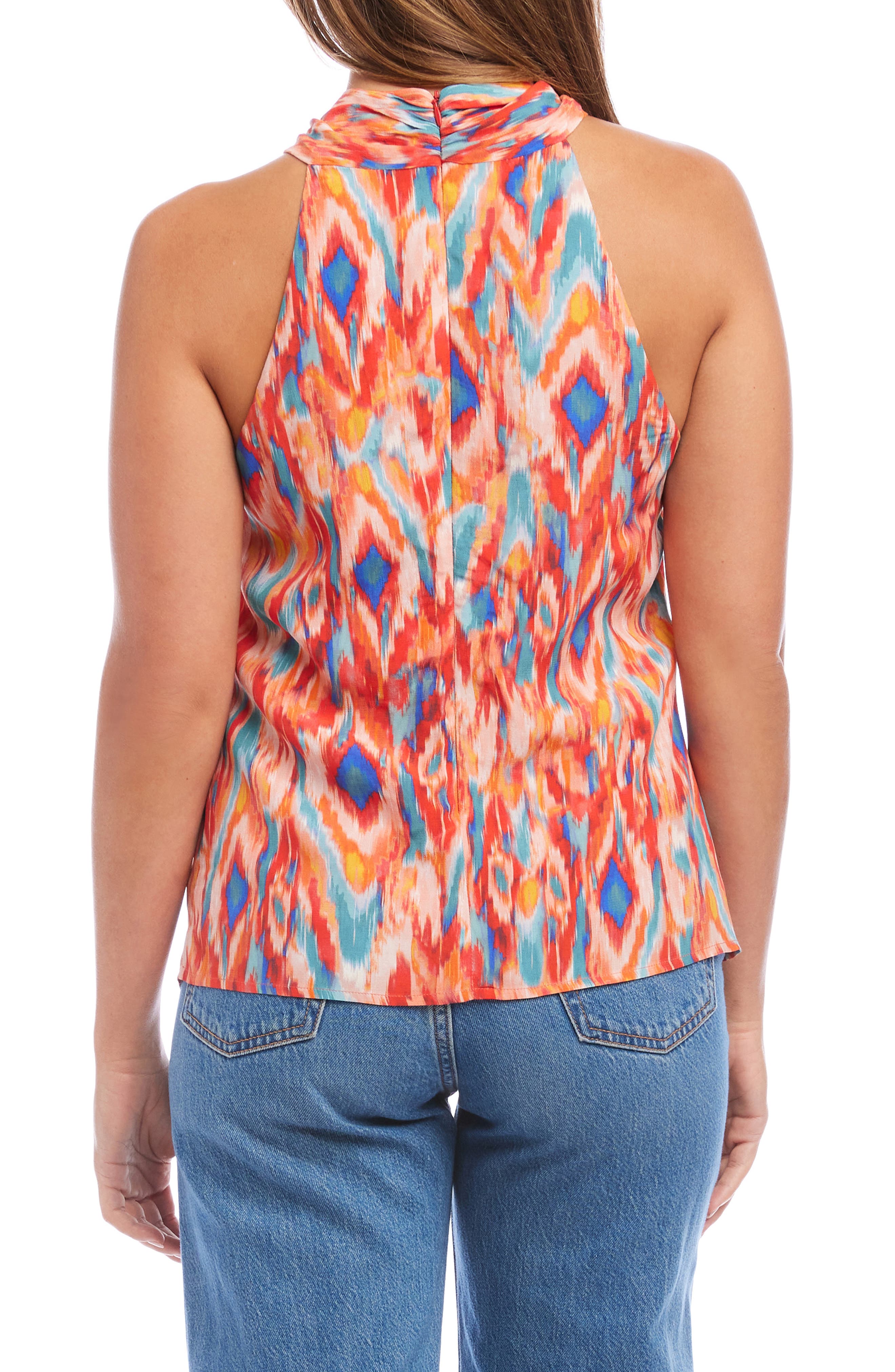 Print Crossover Crepe Halter Top - image 2