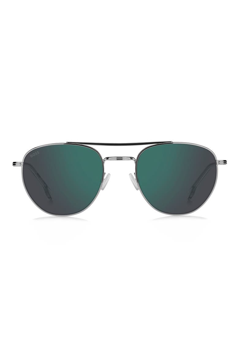 1631/S 53mm Rectangular Aviator Sunglasses, Main, color, RUTHENIUM