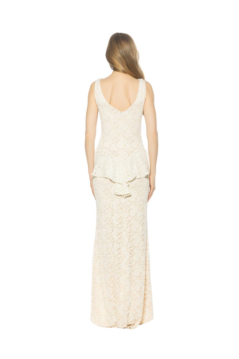 Perrin Boatneck Ruffle Gown, Alternate, color, White