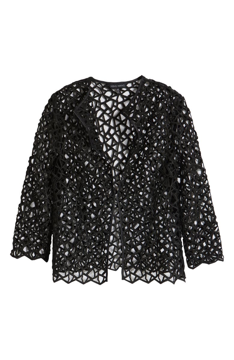 Ming Wang Geometric Cutout Jacket, Alternate, color, Black