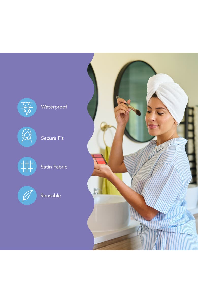 TURBIE TWIST Microfiber Hair Towel Wrap and Shower Cap Set, Alternate, color, Tan