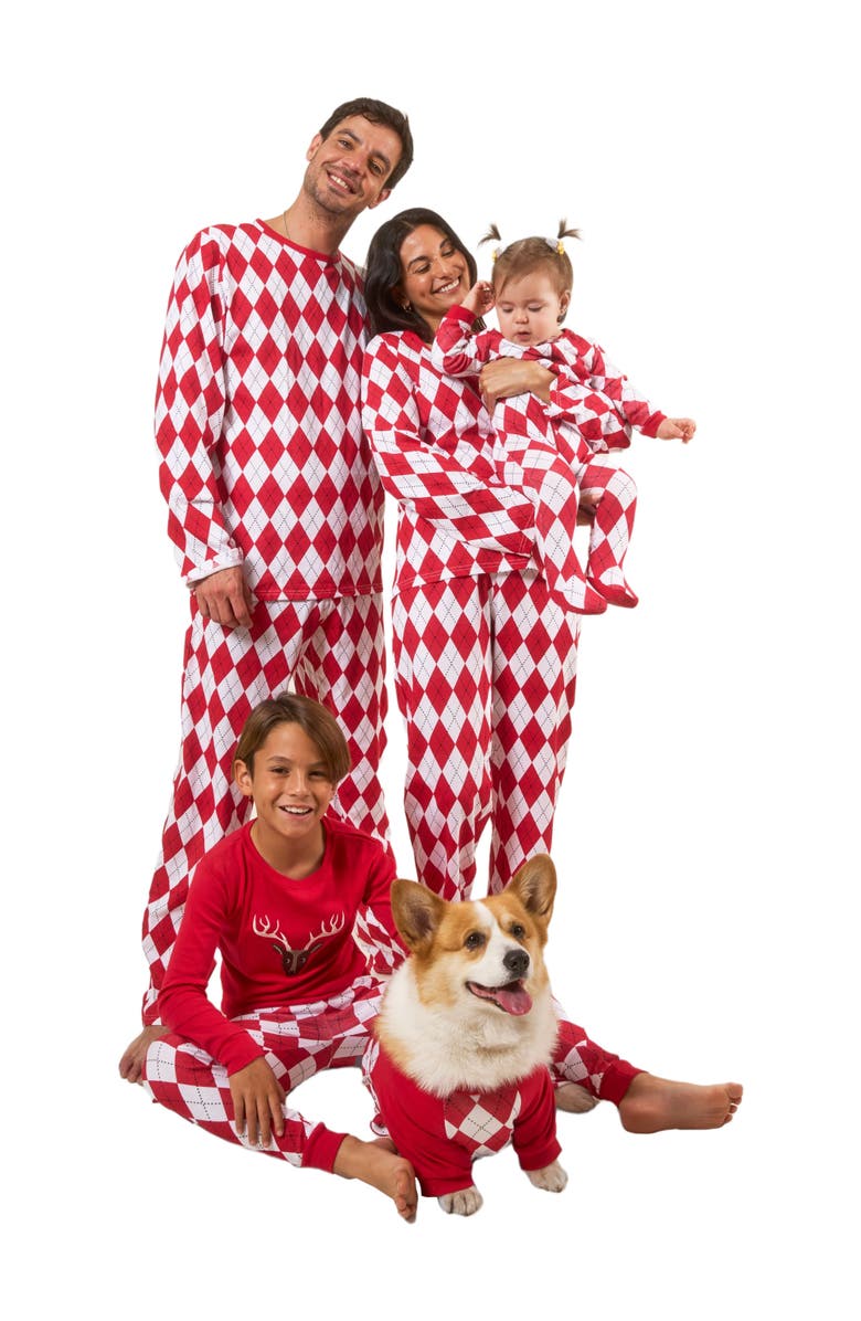 Leveret Two-Piece Cotton Matching Family Holiday Pajamas, Argyles 
Holiday Prints, Alternate, color, Argyle Red 
White