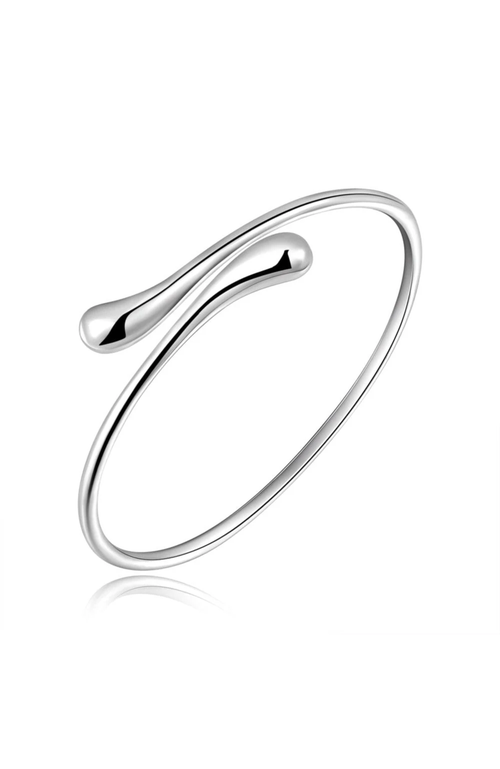 Hollywood Sensation Isabella Gold Plated Teardrop Open Wrap Bangle Bracelet In Silver