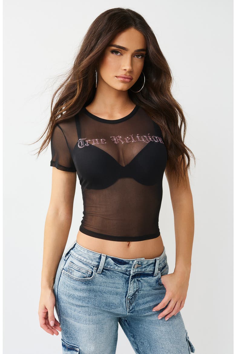 TR Rhinestone Mesh T-Shirt, Alternate, color, JET BLACK