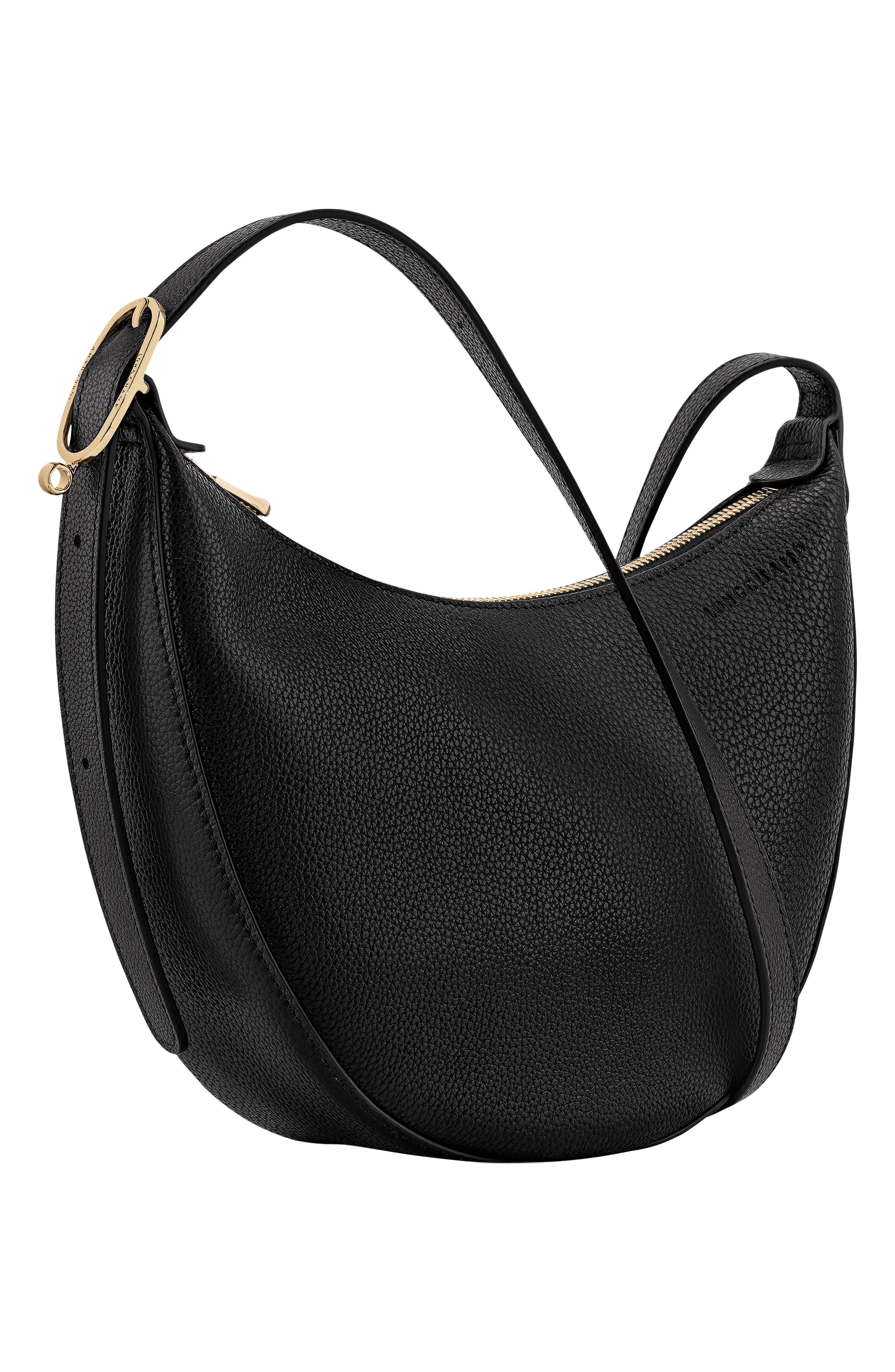 Longchamp Le Foulonne Small Leather Crossbody Bag, Alternate, color, Black