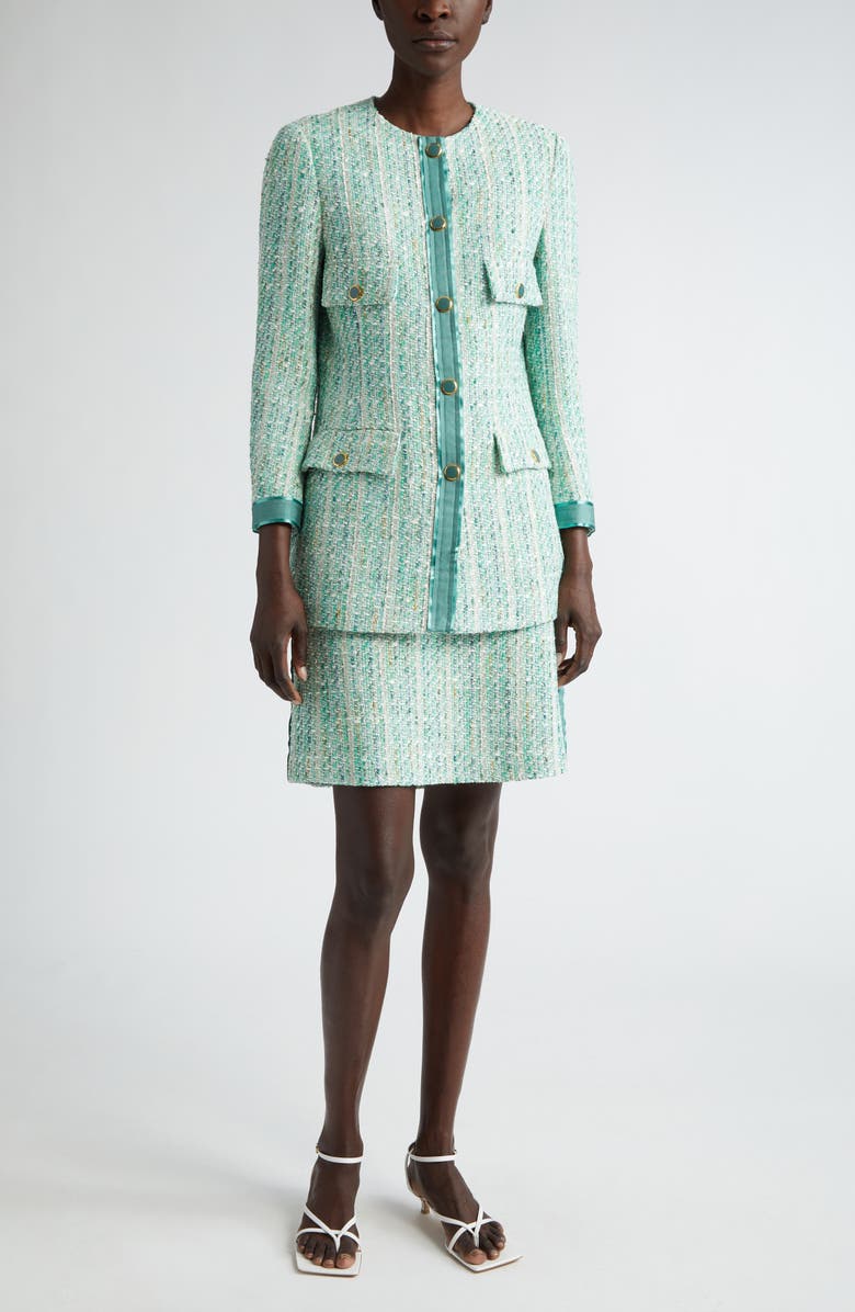 ST. JOHN Metallic Slub & Tape Tweed Jacket, Alternate, color,