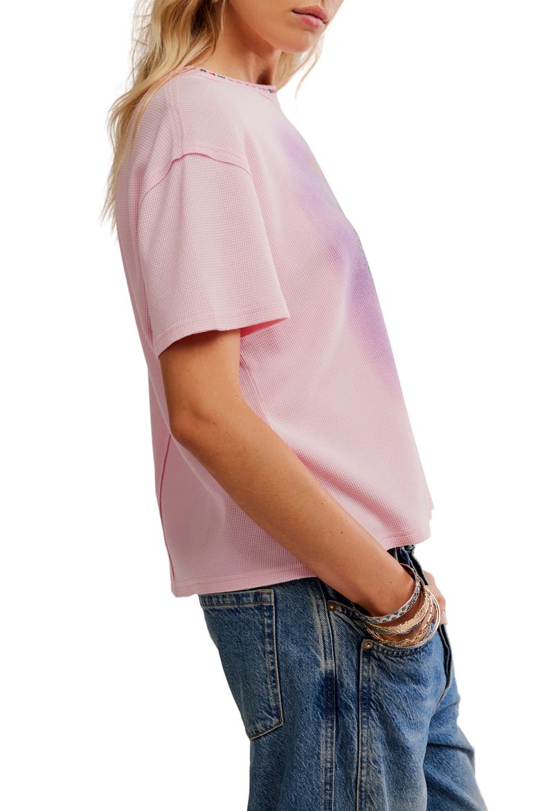 Merry Holiday Waffle Knit Cotton Graphic T-Shirt, Alternate, color, PINK COMBO