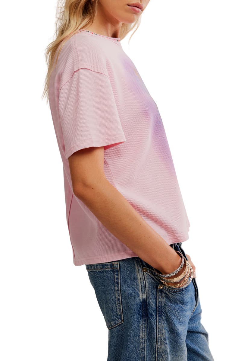 Free People Merry Holiday Waffle Knit Cotton Graphic T-Shirt, Alternate, color, Pink Combo