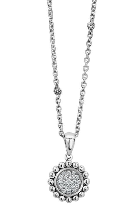 Caviar Spark Diamond Pavé Circle Pendant Necklace