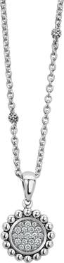 LAGOS Caviar Spark Diamond Pavé Circle Pendant Necklace