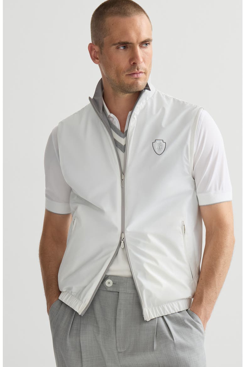 Bonded nylon reversible vest with logo, Alternate, color, Off-White
