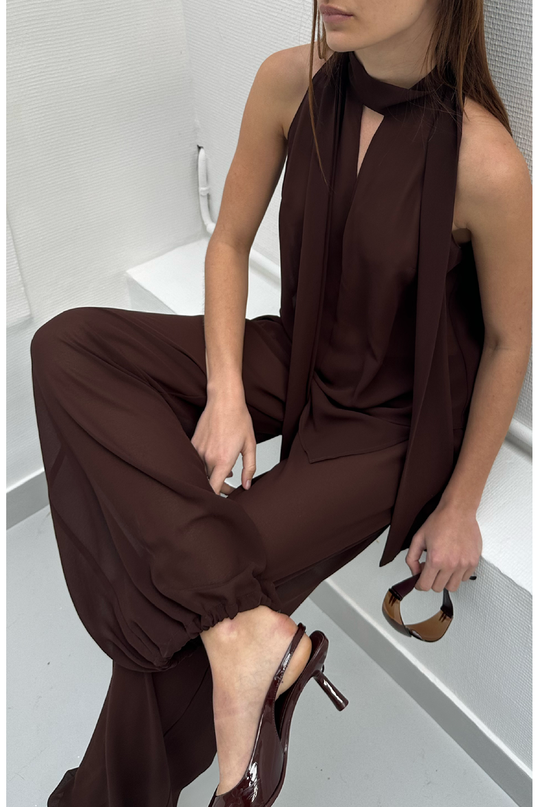 Elia Layered Skirt Trousers, Alternate, color, Dark Brown