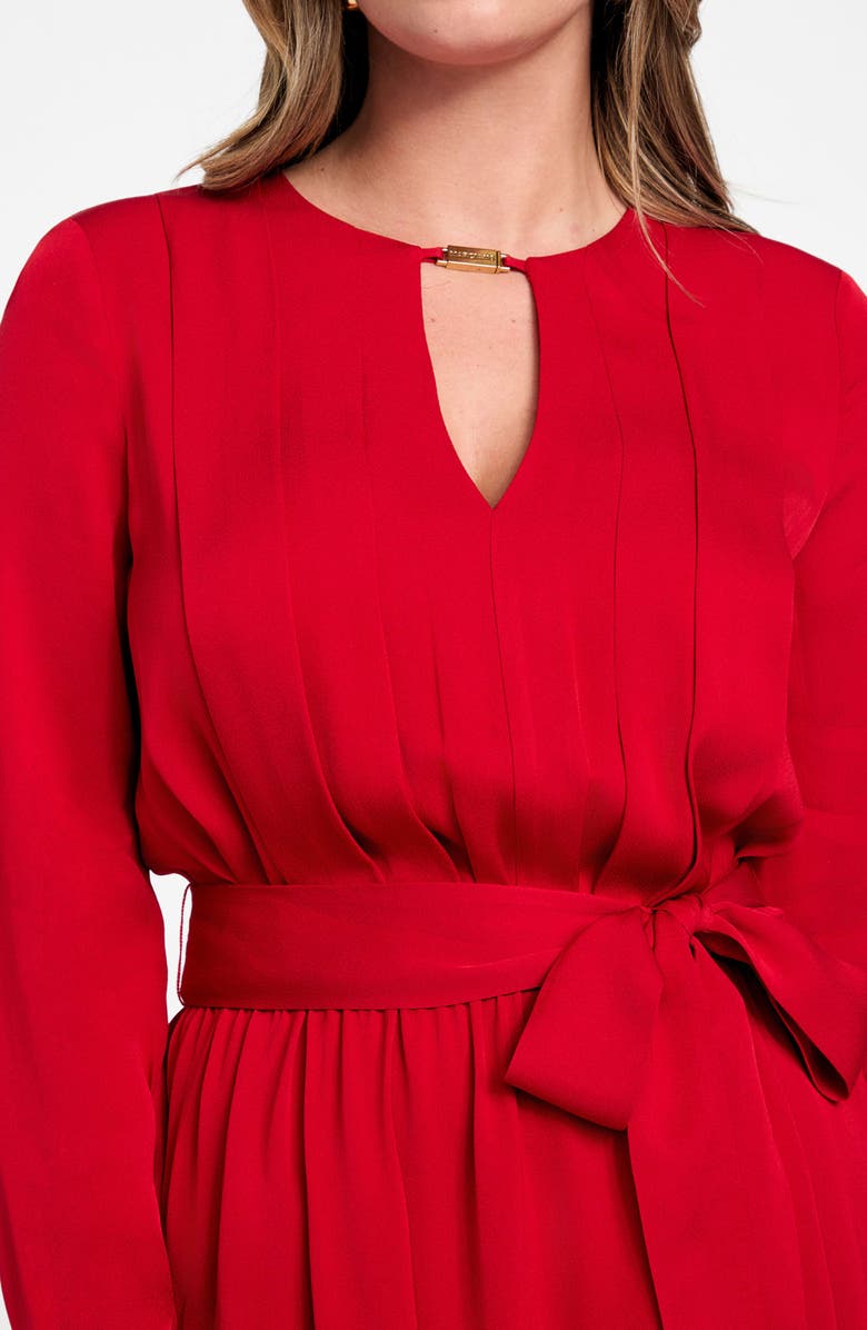 Marciano Anita Pleated Long Sleeve Dress, Alternate, color, Samba Red Vibes