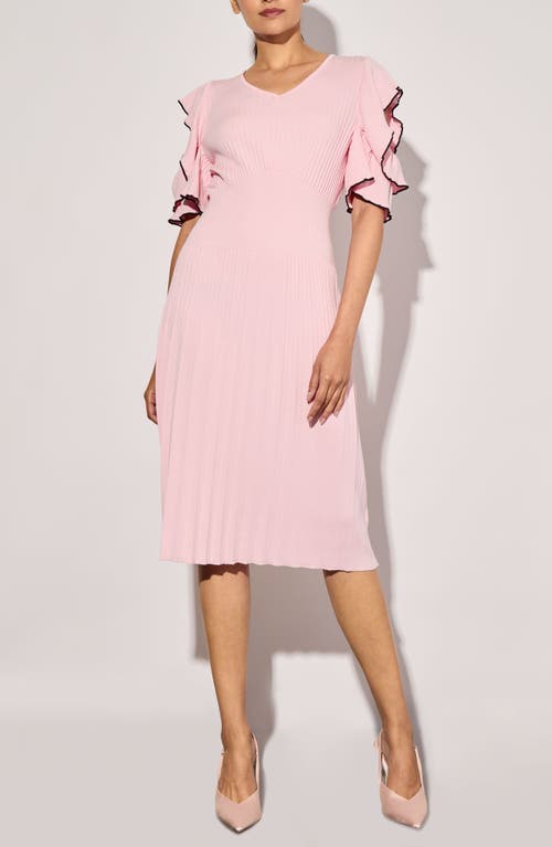 Ming Wang Ruffle Rib Midi Dress