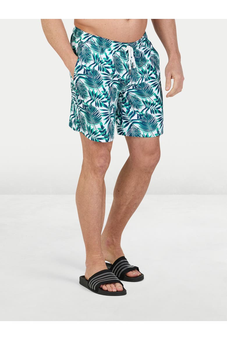 Hawaiian Printed Swim Shorts, Main, color, Green