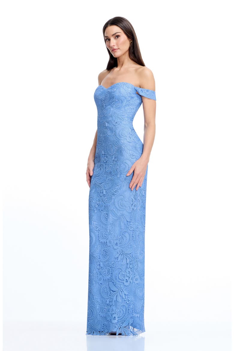 Dorothy Embroidered Lace Off the Shoulder Mermaid Gown, Alternate, color, SKY