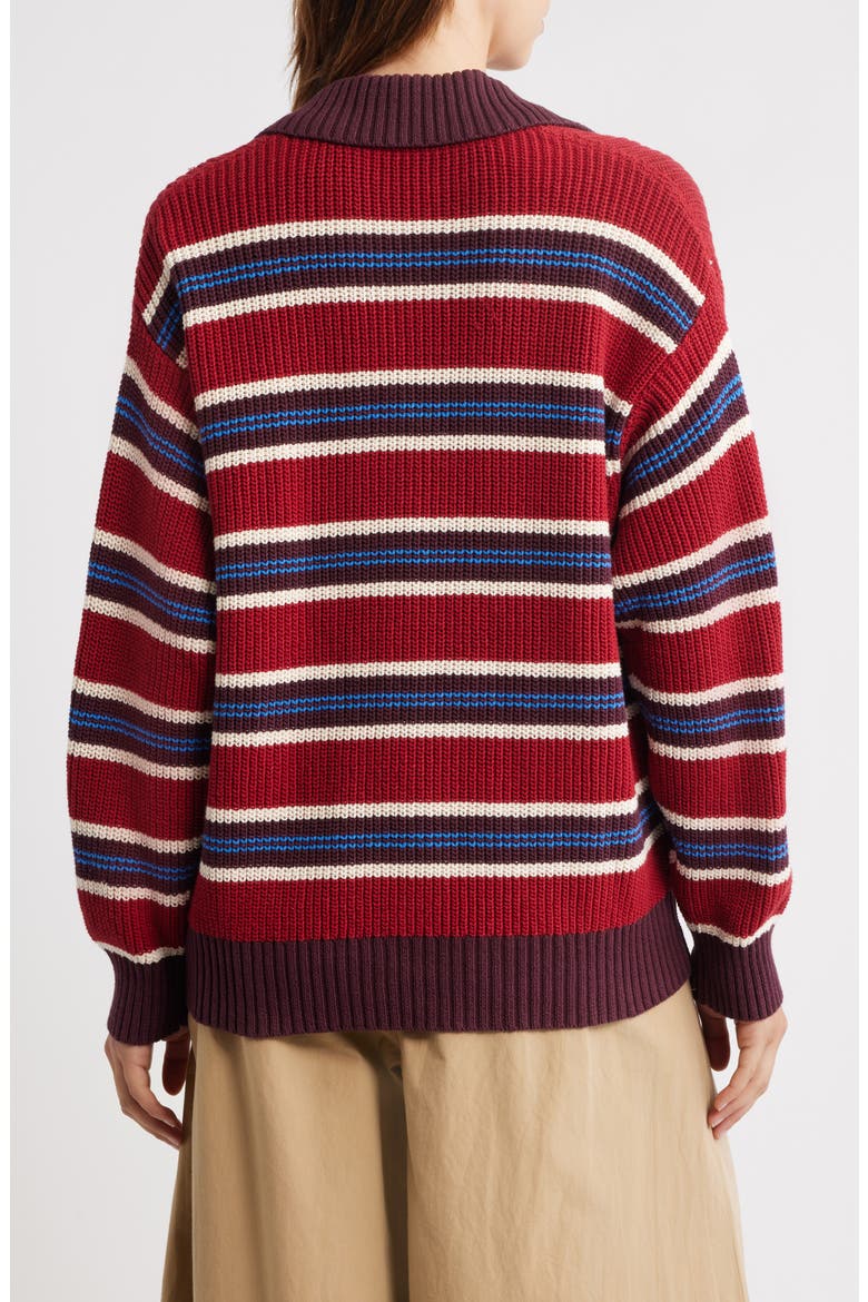 Ilona Stripe Organic Cotton Sweater, Alternate, color, BURGUNDY