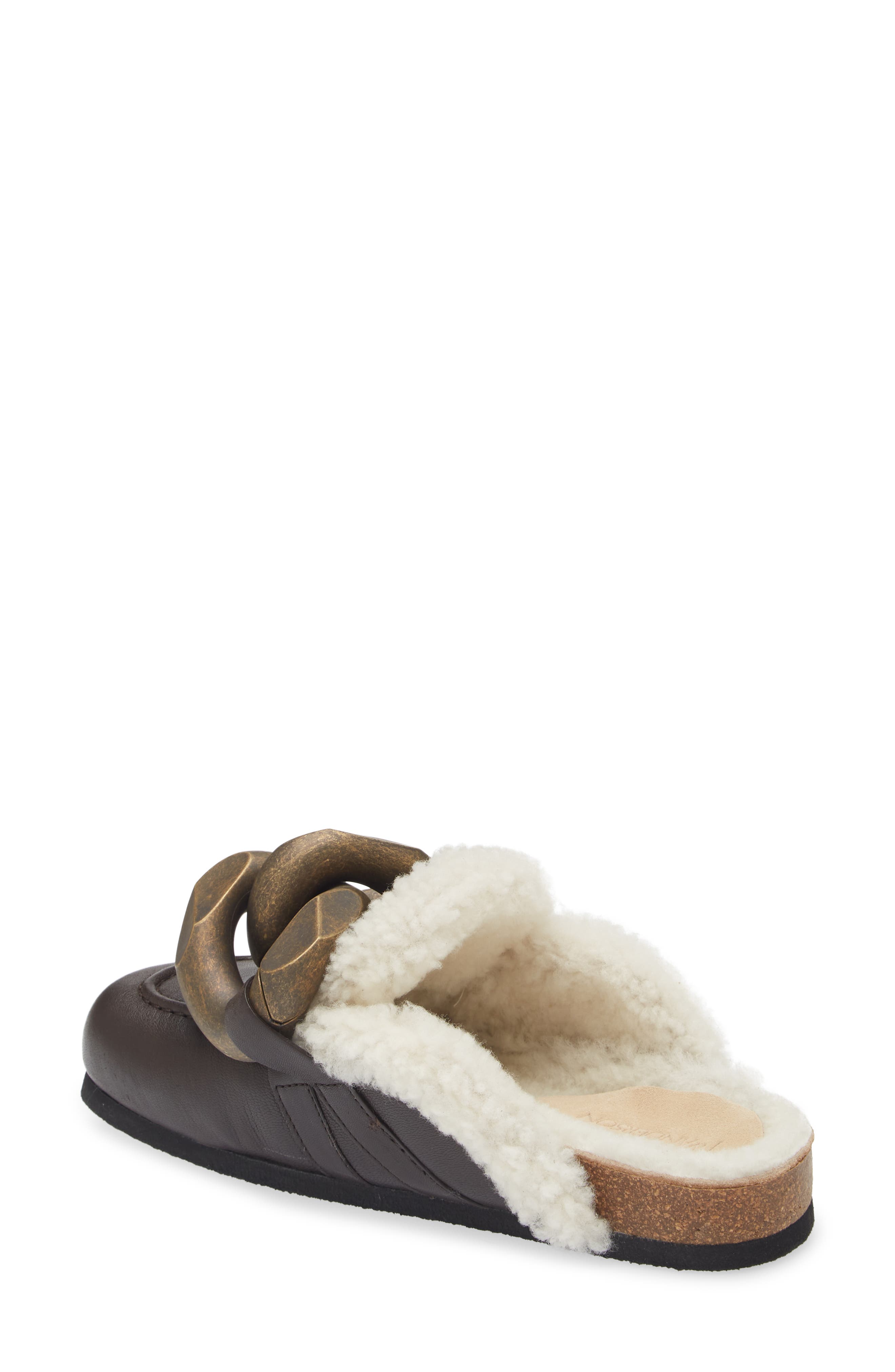 JW Anderson Chain Link Genuine Shearling Lined Loafer Mule, Alternate, color, 