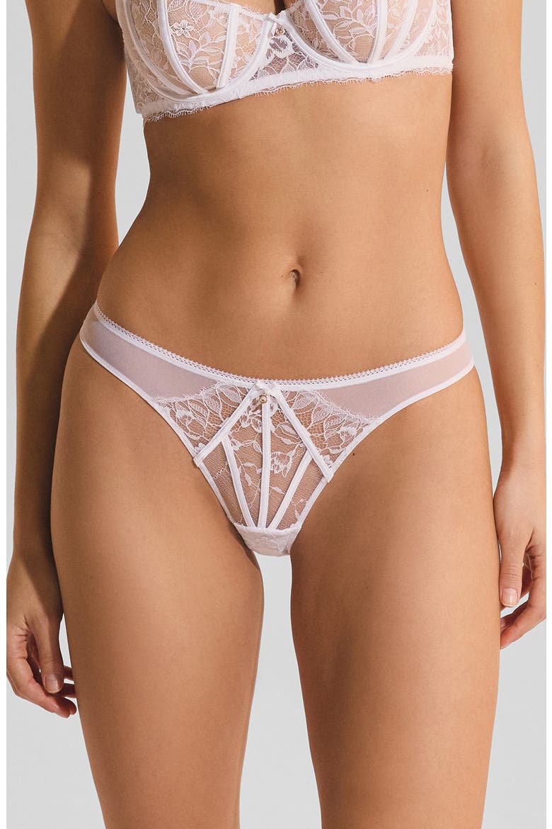 Mascarade Culotte Tulle & Lace Panties, Main, color, WHITE