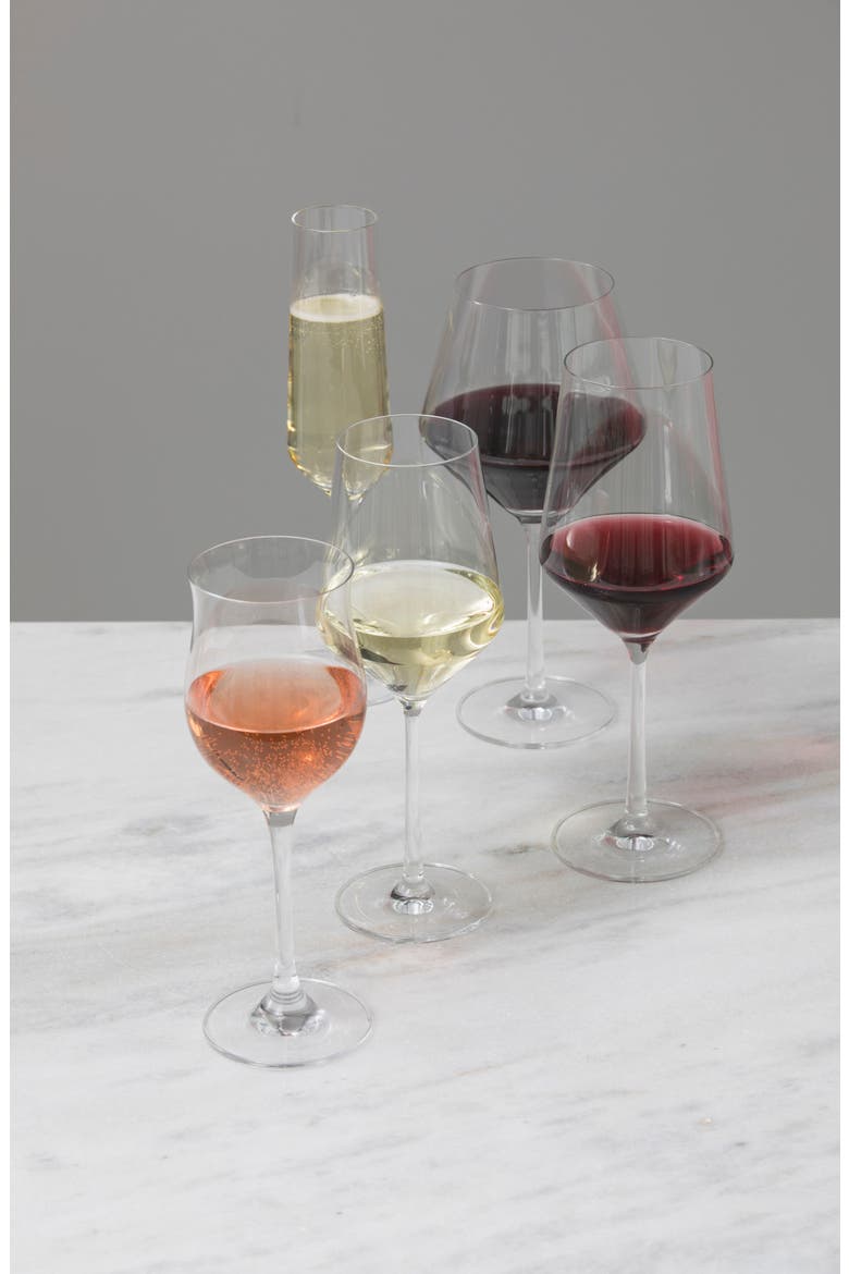 Pure Set of 8 Red & White Wine Glasses, Alternate, color, CLEAR
