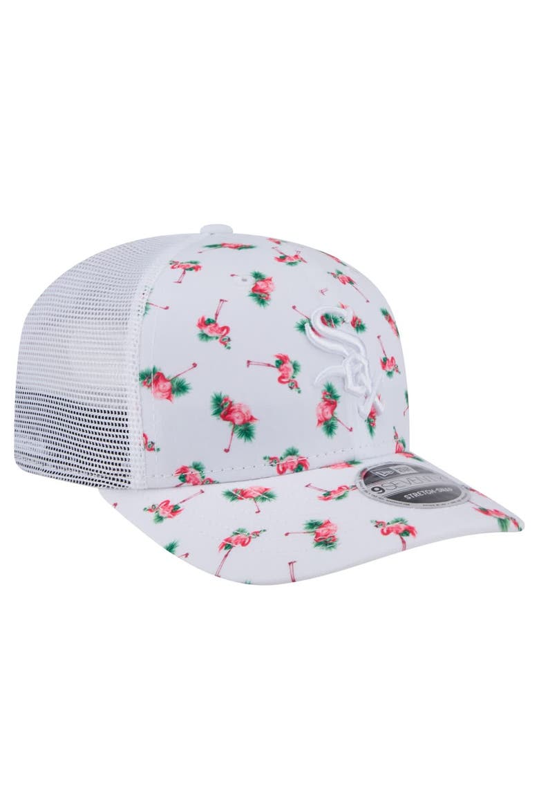 Men's New Era  White Chicago White Sox Flamingo Mesh Back 9SEVENTY Stretch-Snap Hat, Alternate, color, White