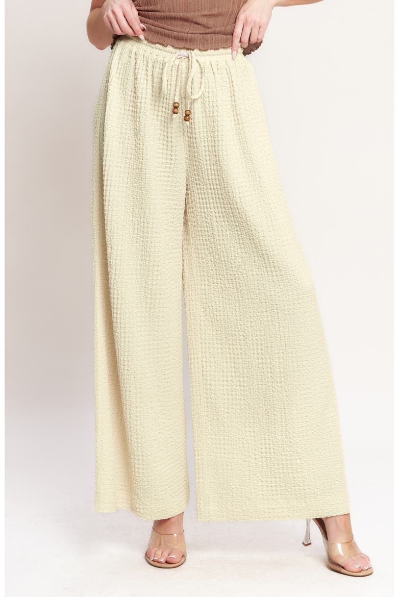 Drawstring Textured Wide Leg Pants, Main, color, BEIGE