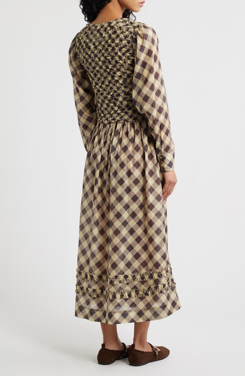 Damson Madder Posey Smocked Long Sleeve Midi Dress, Alternate, color, Butter