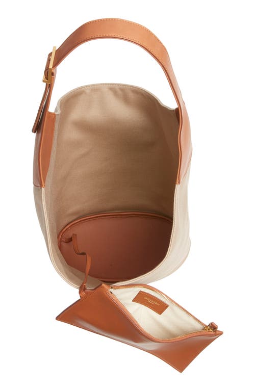 Saint Laurent Le 5 À 7 Canvas & Leather Hobo Bag In Brown