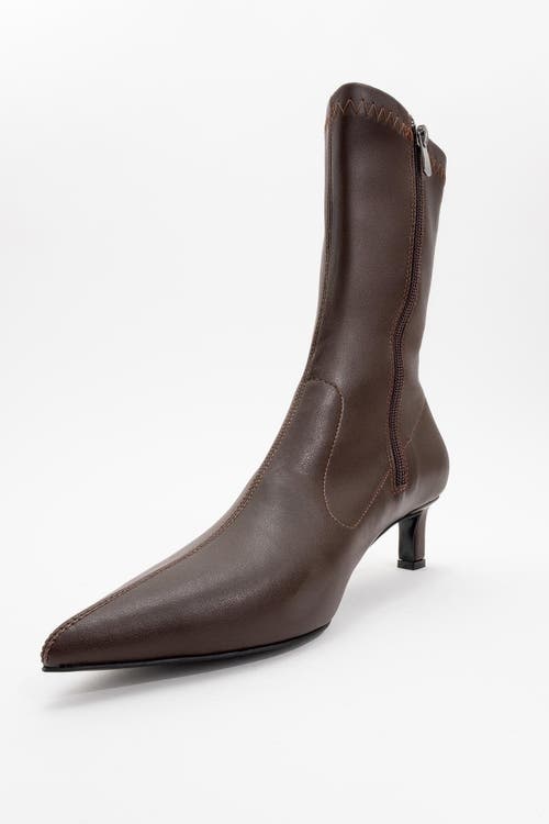 Prologue Shoes Lewin Pointed Toe Stiletto Boot In Brown