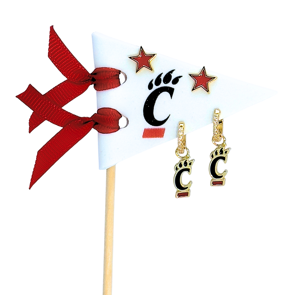Color Shout Indiana Pennant Pair Earring Set In Gold