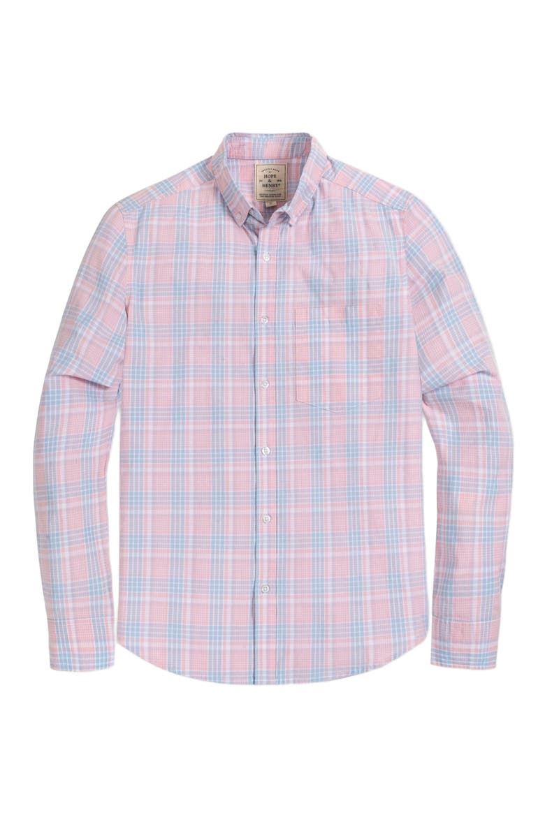 Men's Organic Stretch Poplin Shirt, Alternate, color, Pink Petal Plaid