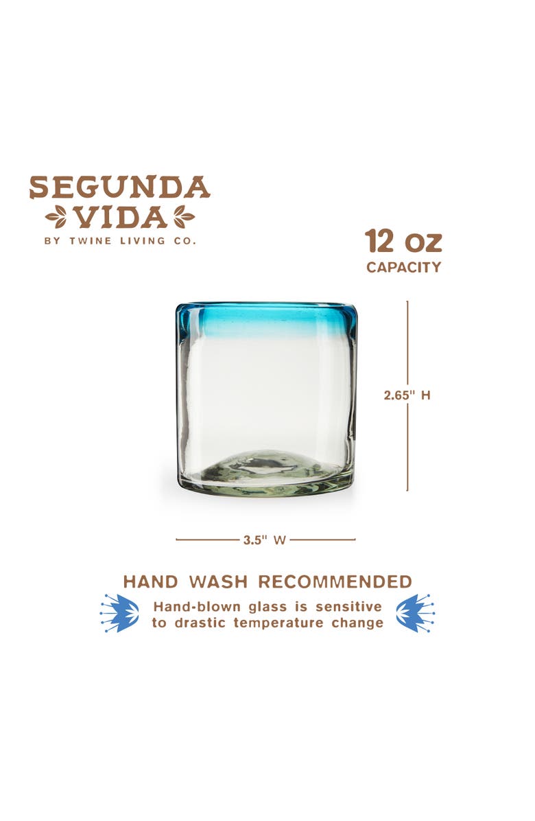 TWINE Segunda Vida Primavera Recycled Short Tumblers Set of 2, Alternate, color, Clear
