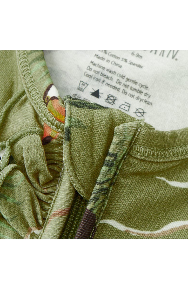 Milkbarn Cotton Stretch Ruffle Footed Romper, Alternate, color, Toucan