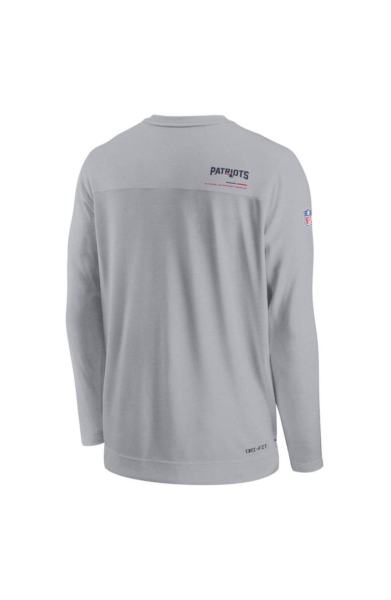 Nike Men's Nike Gray New England Patriots Sideline Coach Chevron Lock Up Long Sleeve V-Neck Performance T-Shirt, Alternate, color, 